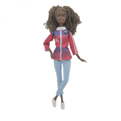 30Cm Curly Hair Doll Play 66 Sports Collection African Doll Outfit Shoes