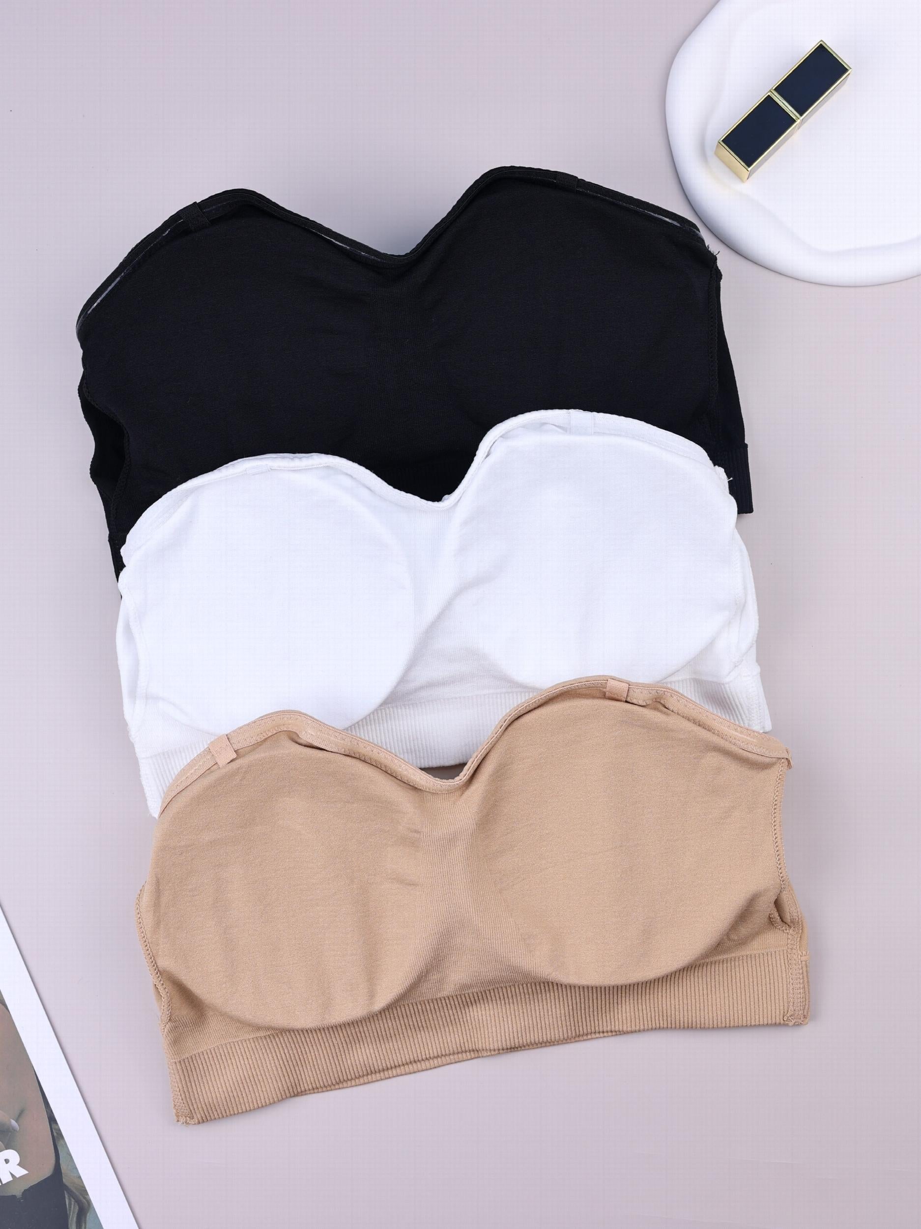 3pcs Strapless Bandeau Bras Comfy & Soft Stretch Everyday Bra