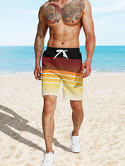 Hawaii Men's Block Beach Shorts Quick-drying Drawstring Sports Seaside Shorts