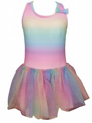 2pcs Gradient Swimsuit Set with Cap for Girls
