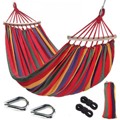 Colorful Stripe Double Hammock with Spreader Bar & Storage Bag
