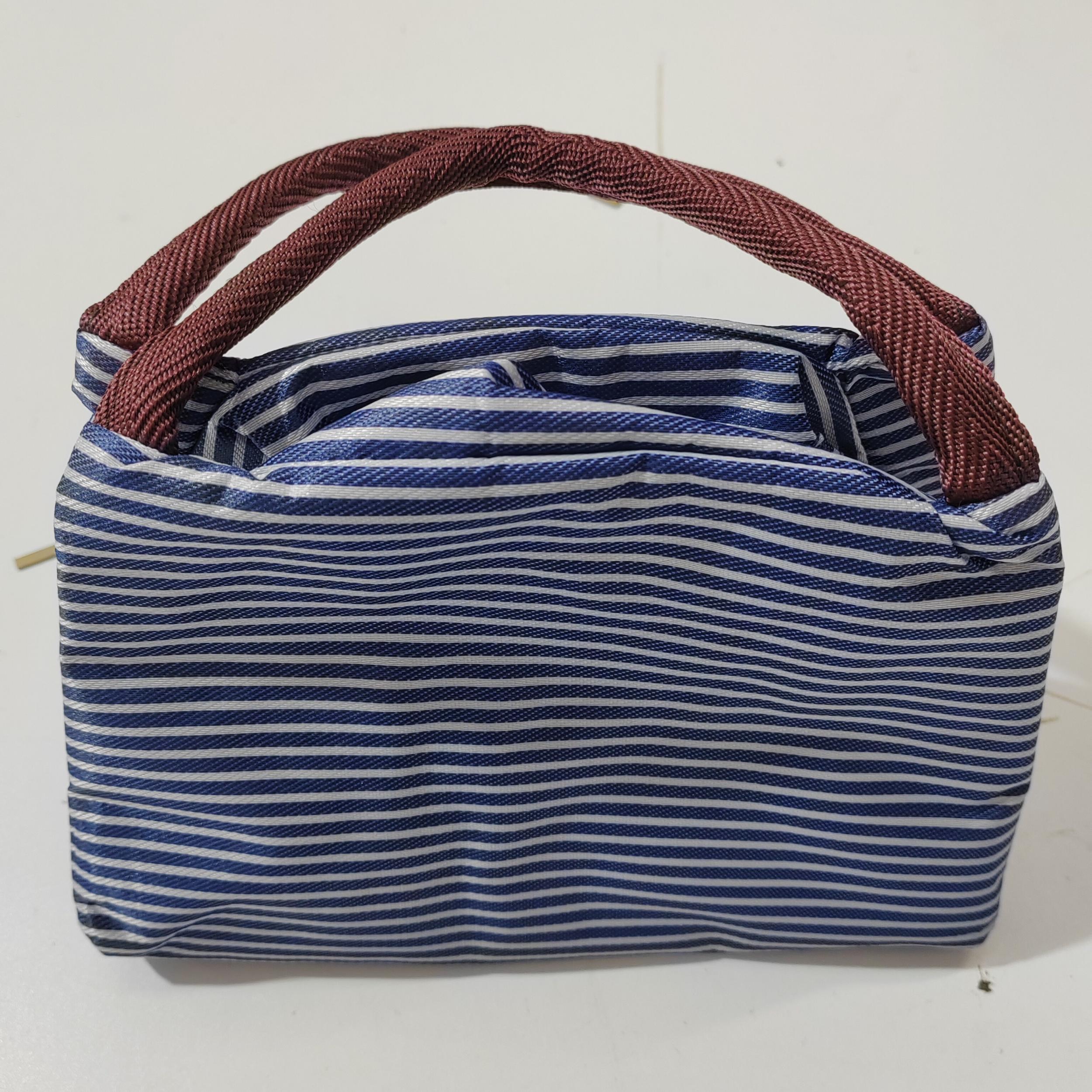 Striped Pattern Insulated Lunch Bag Leak Proof 8.66x5.9x6.69in