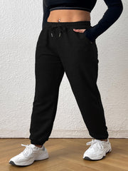 Sports Pants Women's Plus Solid Elastic Waist Gym Joggers With Pockets