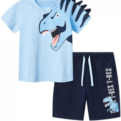 Boys T rex Dinosaur Outfit Short Sleeves Round Neck T shirt & Shorts