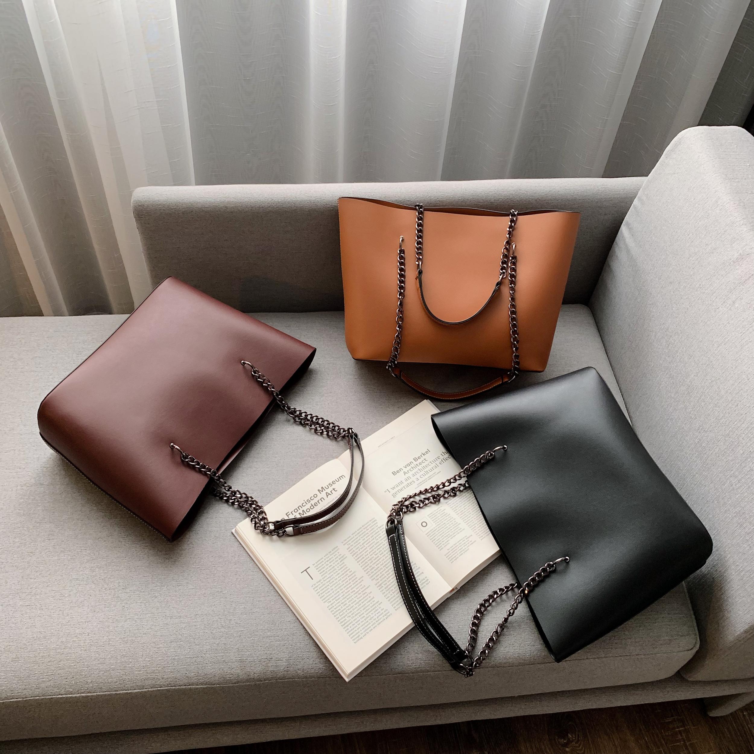 PU Leather Shoulder Bag For Women Chain High Capacity Handbags