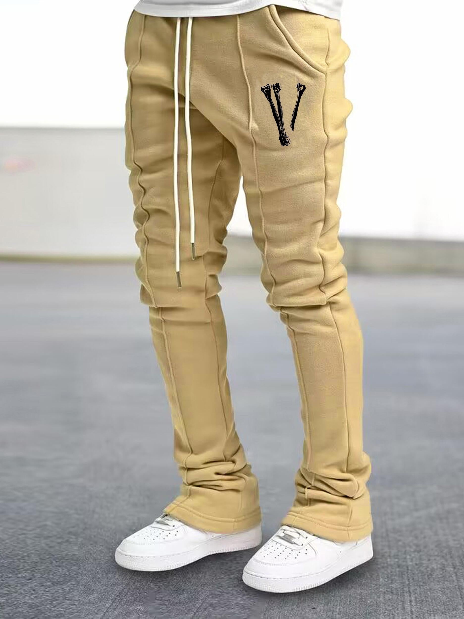 Men's LOVE Bone Graphic Sweatpants Elastic Waist Flared
