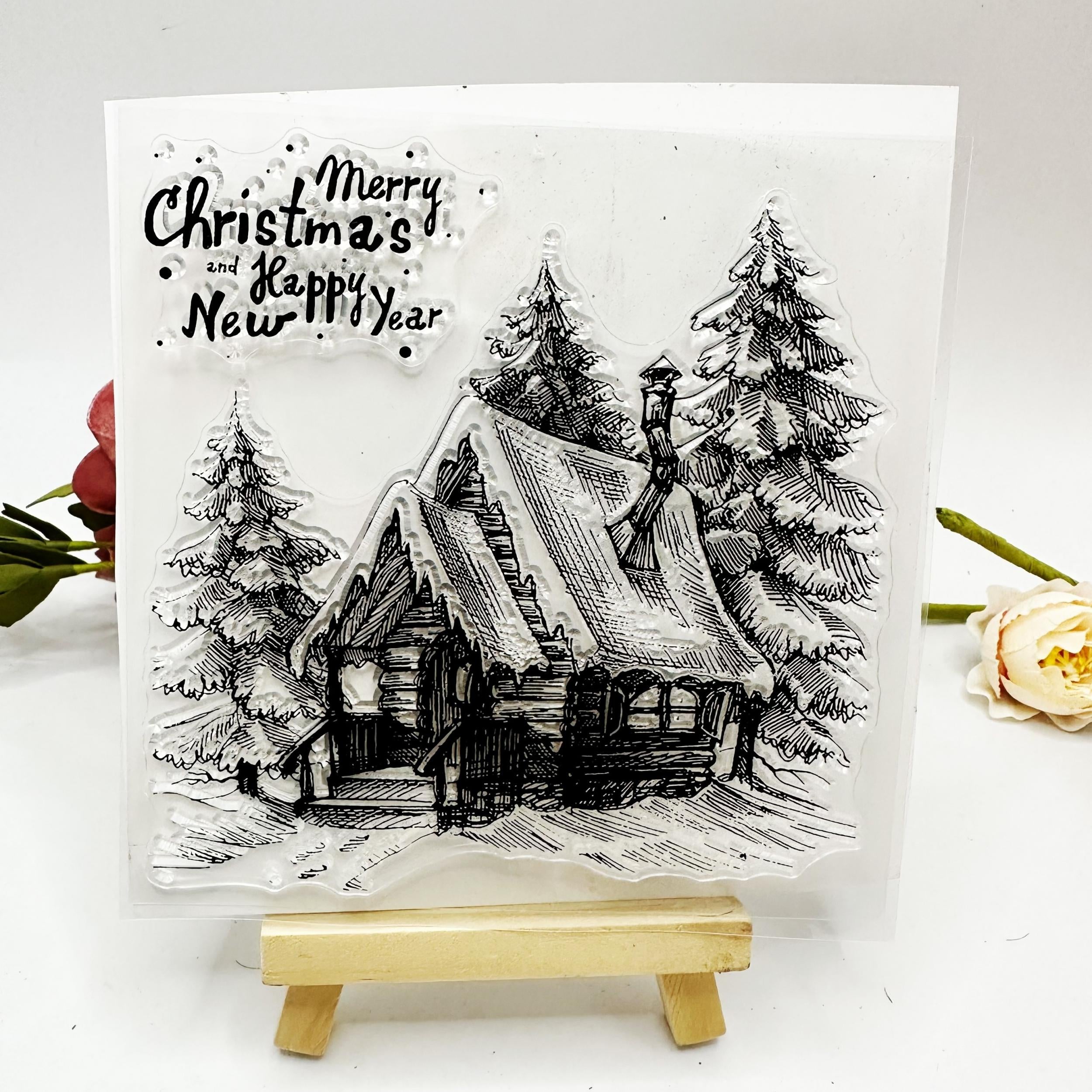 Christmas House Transparent Stamp for Card Making Decor