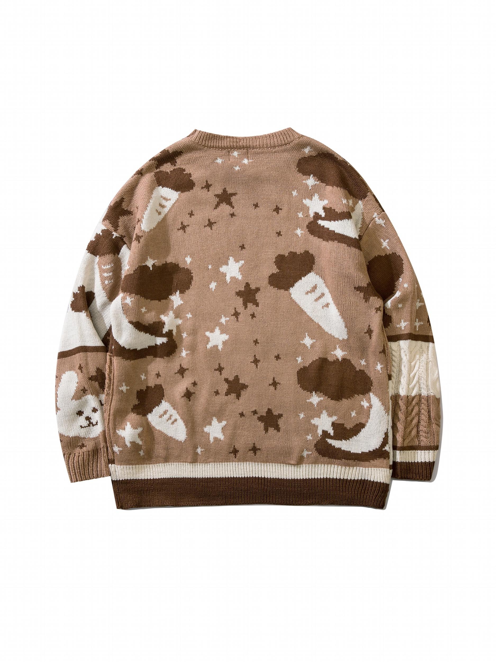 Cartoon Rabbit Pattern Knitted Sweater Men's Casual Warm Pullover