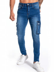 Men's Distressed Slim Fit Jeans with Pockets