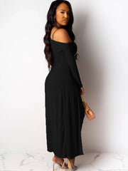 Casual 2 Piece Set Long Cardigan & Bodycon Dress Outfit Women's Clothing