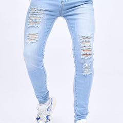 Distressed Knee Ripped Slim Fit Jeans