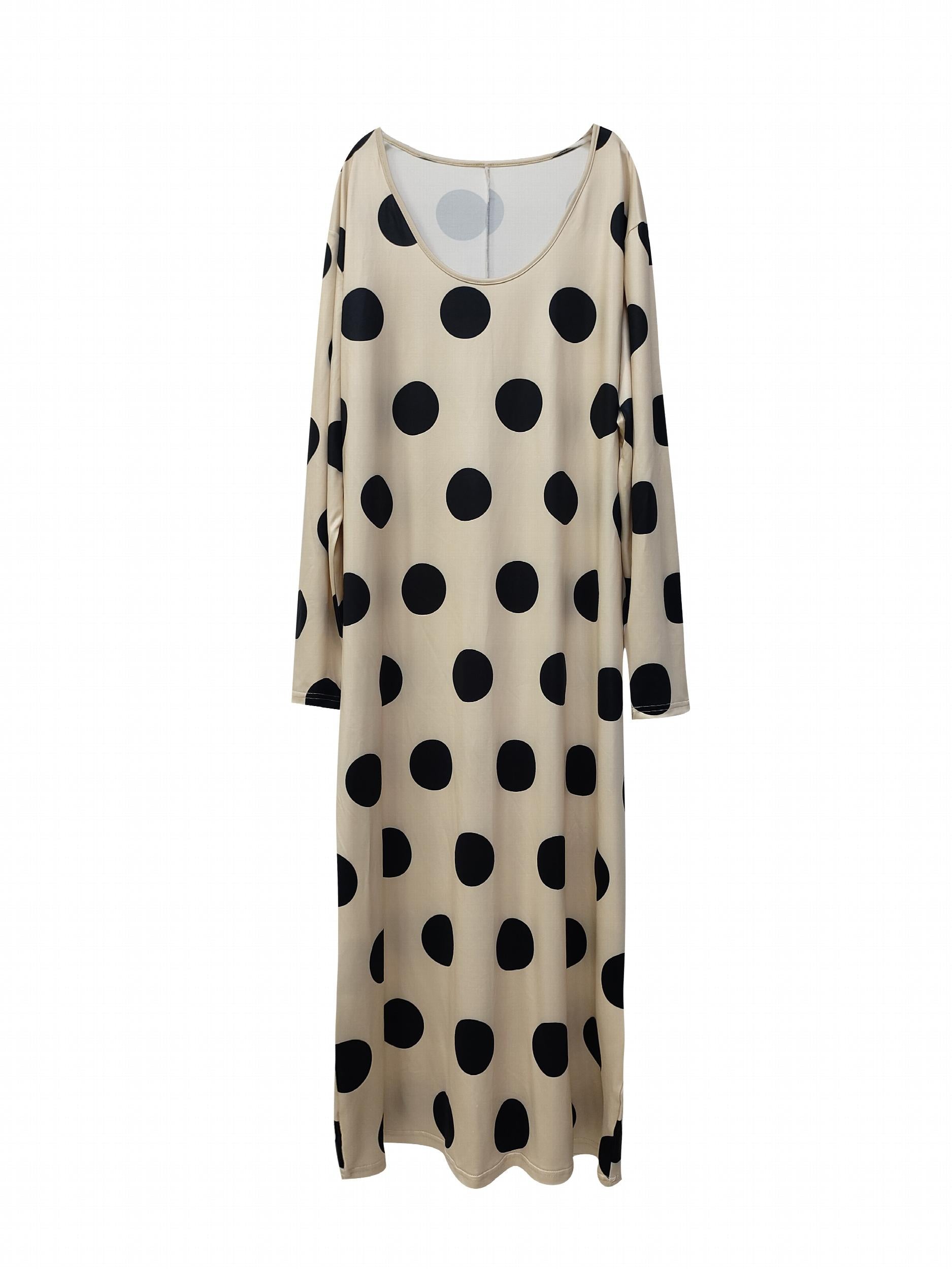 Dot Print Maxi Dress with Pockets