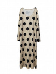 Dot Print Maxi Dress with Pockets