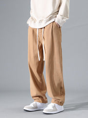 Men's Solid Joggers Pockets Active Drawstring Trousers