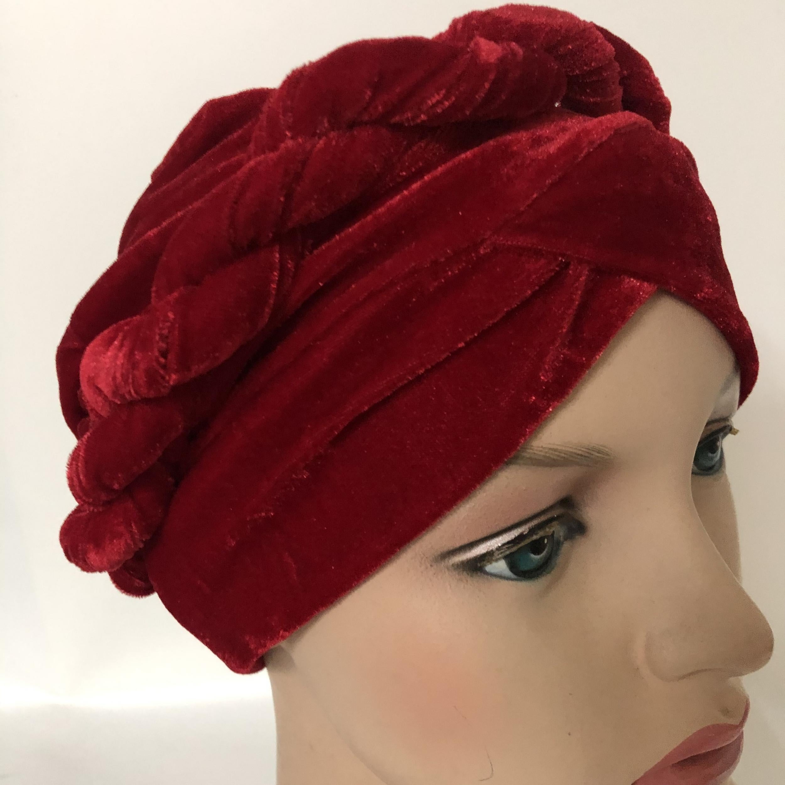Velvet Braided Turban Cap Head Wrap Elastic Bonnet Chemo Hats