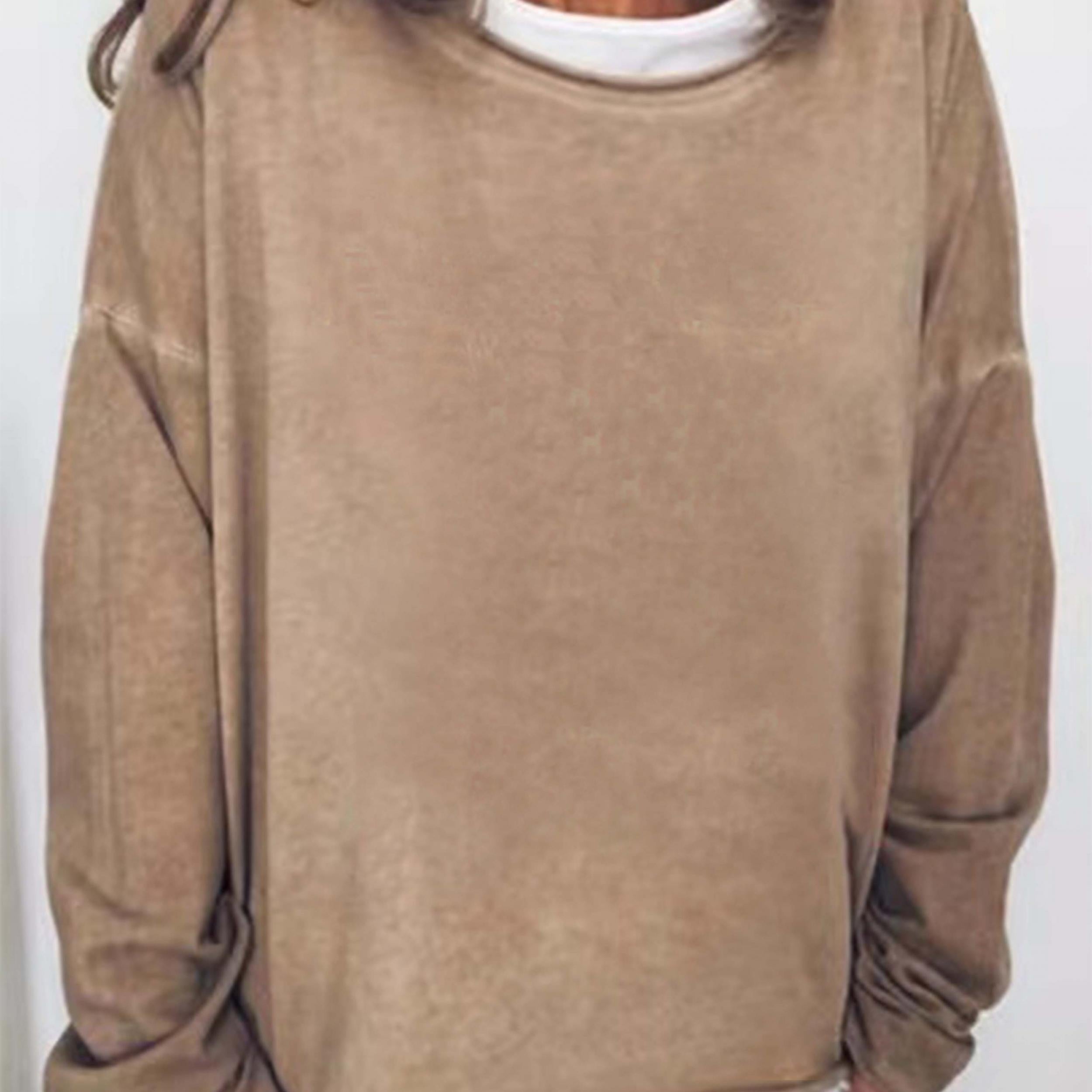 Women's Solid Crew Neck Sweatshirt