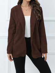 Corduroy Slim Blazer Coat Casual Solid Long Sleeve Loose Fall Winter Blazer