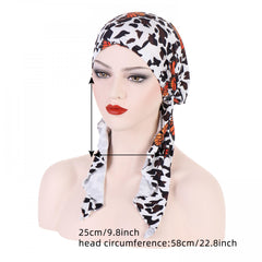 Butterfly Print Turban Cap Lace Up Headwrap Casual Beanie Elastic Head Scarf