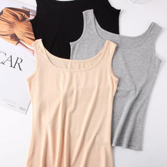 3pcs Solid Crew Neck Sleeveless Tank Tops Women's Lingerie