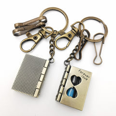 Hourglass Book Keychain Retro Pendant Key Ring Men & Women Car Bag Decor