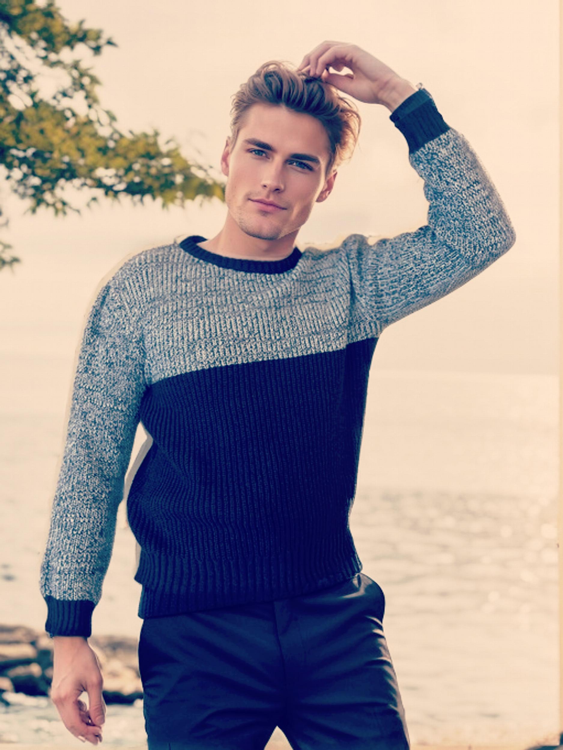 Men's Knitted Cable Sweater Casual High Stretch Crew Neck Pullover