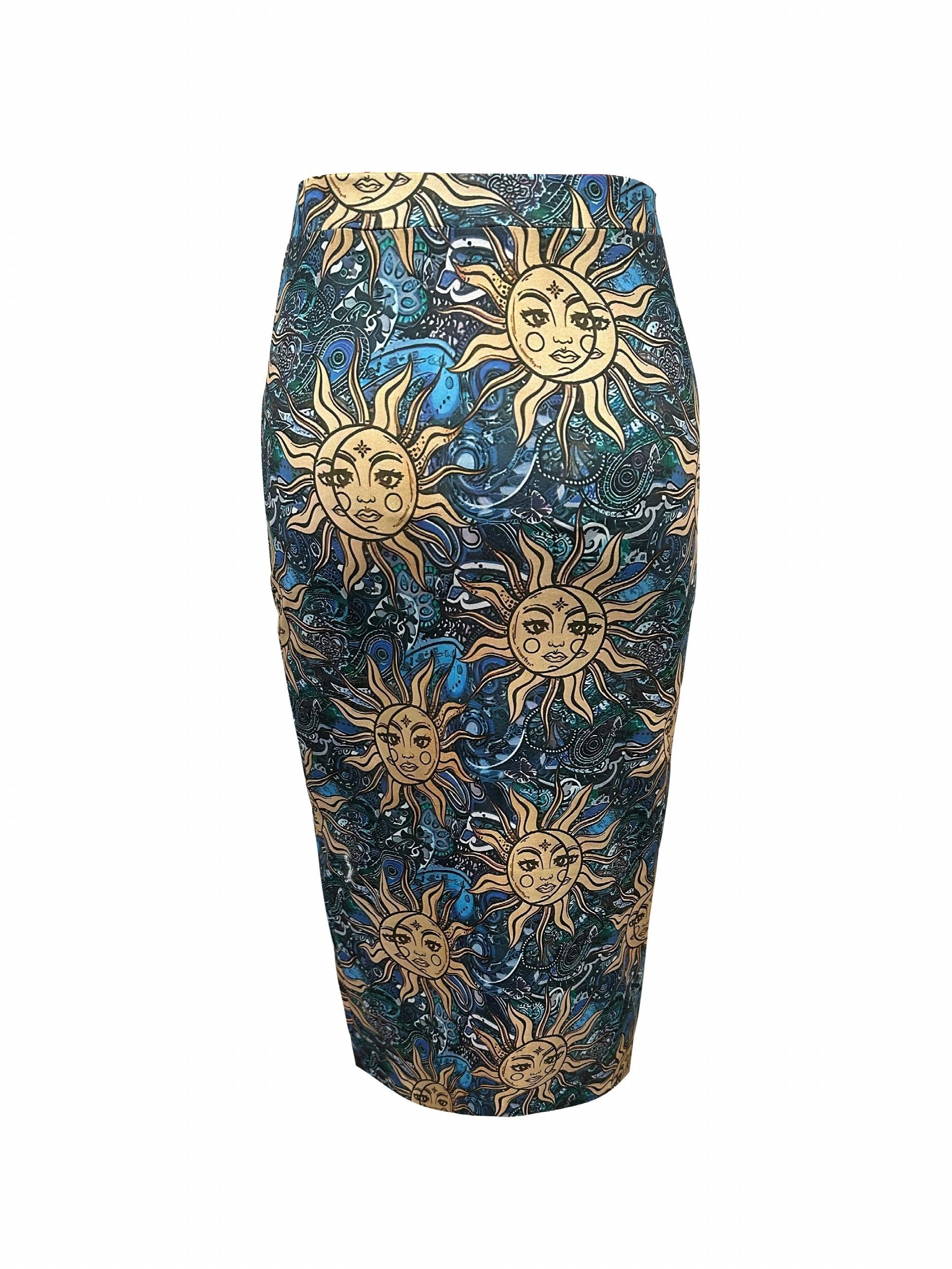 Sun Print High Waist Bodycon Skirt