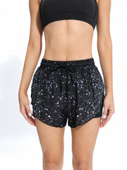 Splatter Print High Stretch Fitness Sports Short