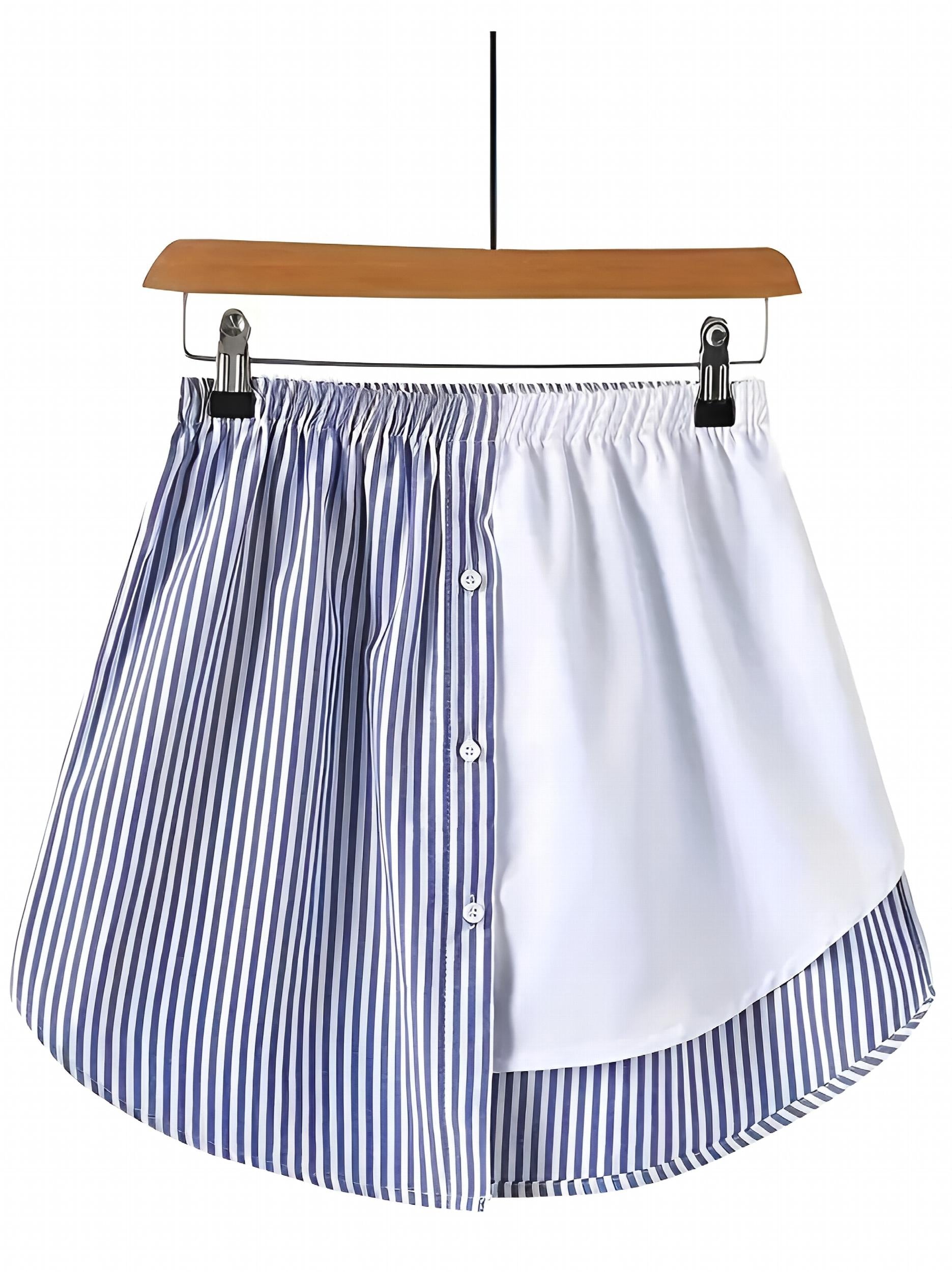 Stripe Print Asymmetrical Skirt Colorblock Casual Skirt