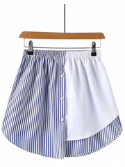 Stripe Print Asymmetrical Skirt Colorblock Casual Skirt