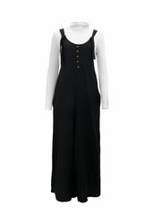 Casual Knit Top & Wide Leg Jumpsuit Women's Outfit