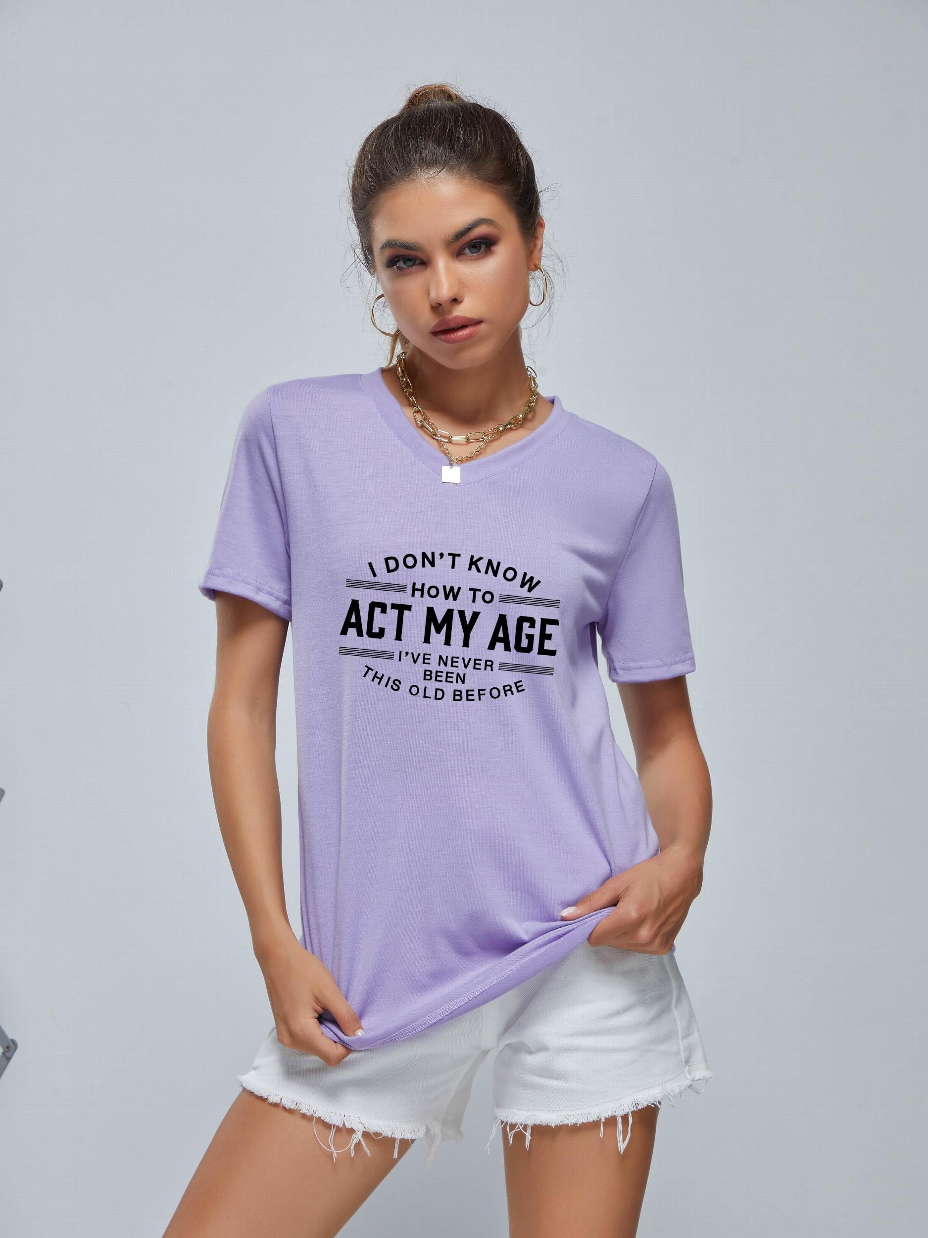ACT MY AGE Loose Short Sleeve T-shirt for Women