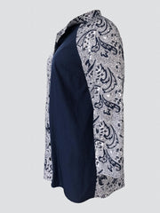 Boho Paisley Print Long Sleeve Dress Plus Size Button Up