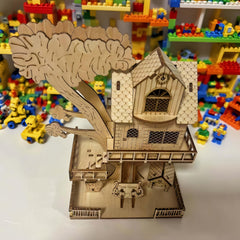 3D Wooden Treehouse Puzzle Toy, Halloween Christmas Creative Building Blocks