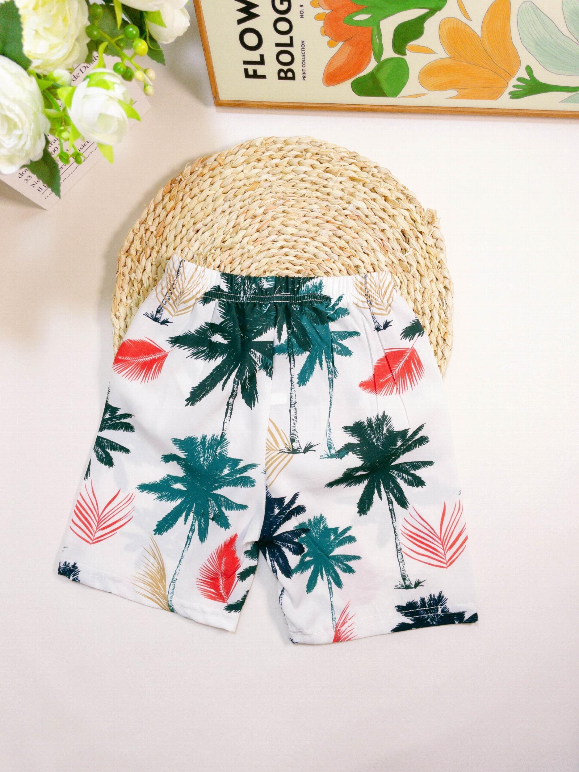 Toddler Boys Coconut Tree Graphic Beach Shorts