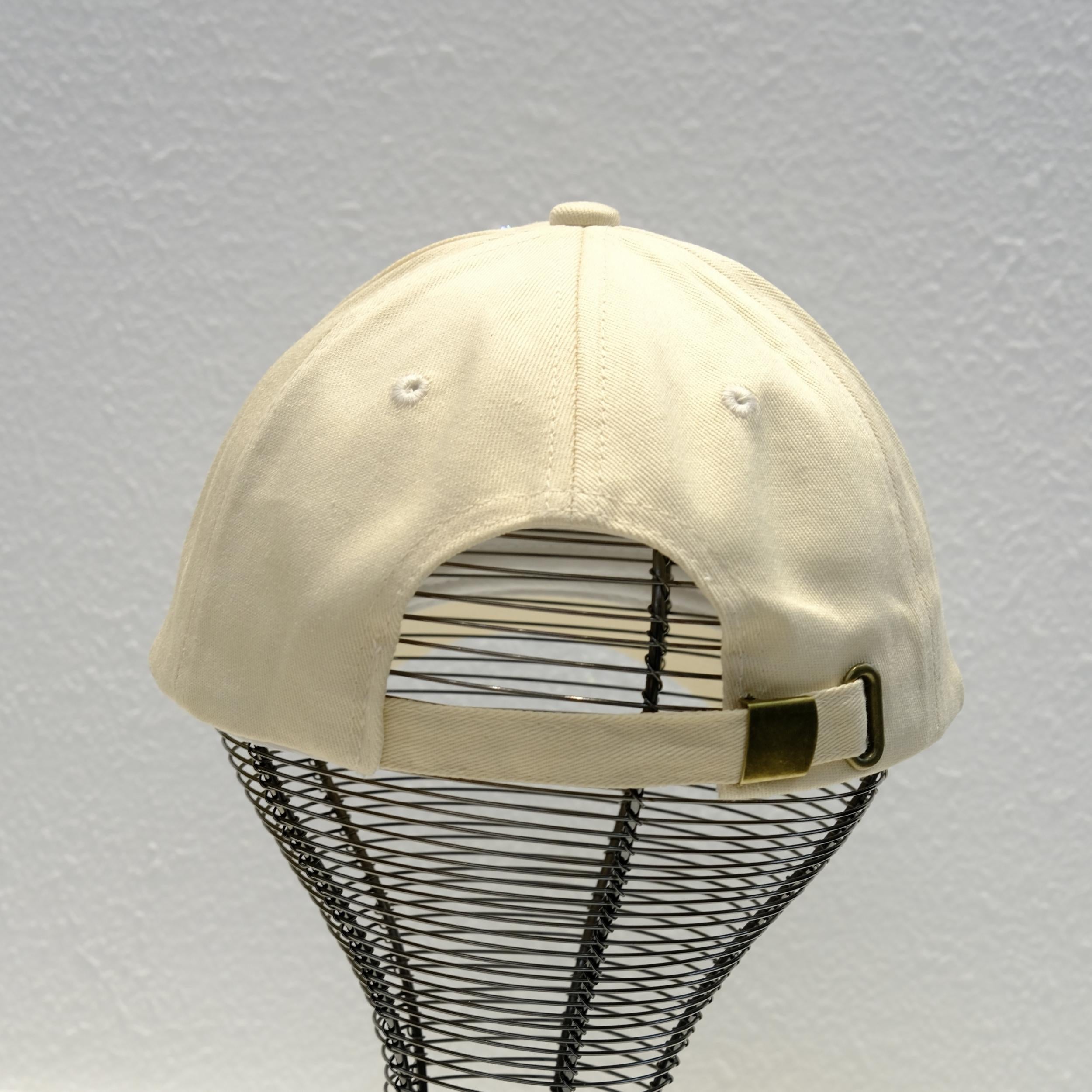 Beige Rhinestone Baseball Cap Cotton Sunscreen Dad Hat for Women