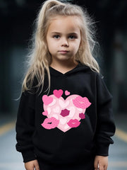 2pcs Heart & Kisses Hoodies Pants Set for Girls