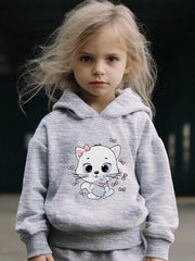 2pcs Girls Cartoon Kitty Outfits Hoodies Pants Set for Spring Fall
