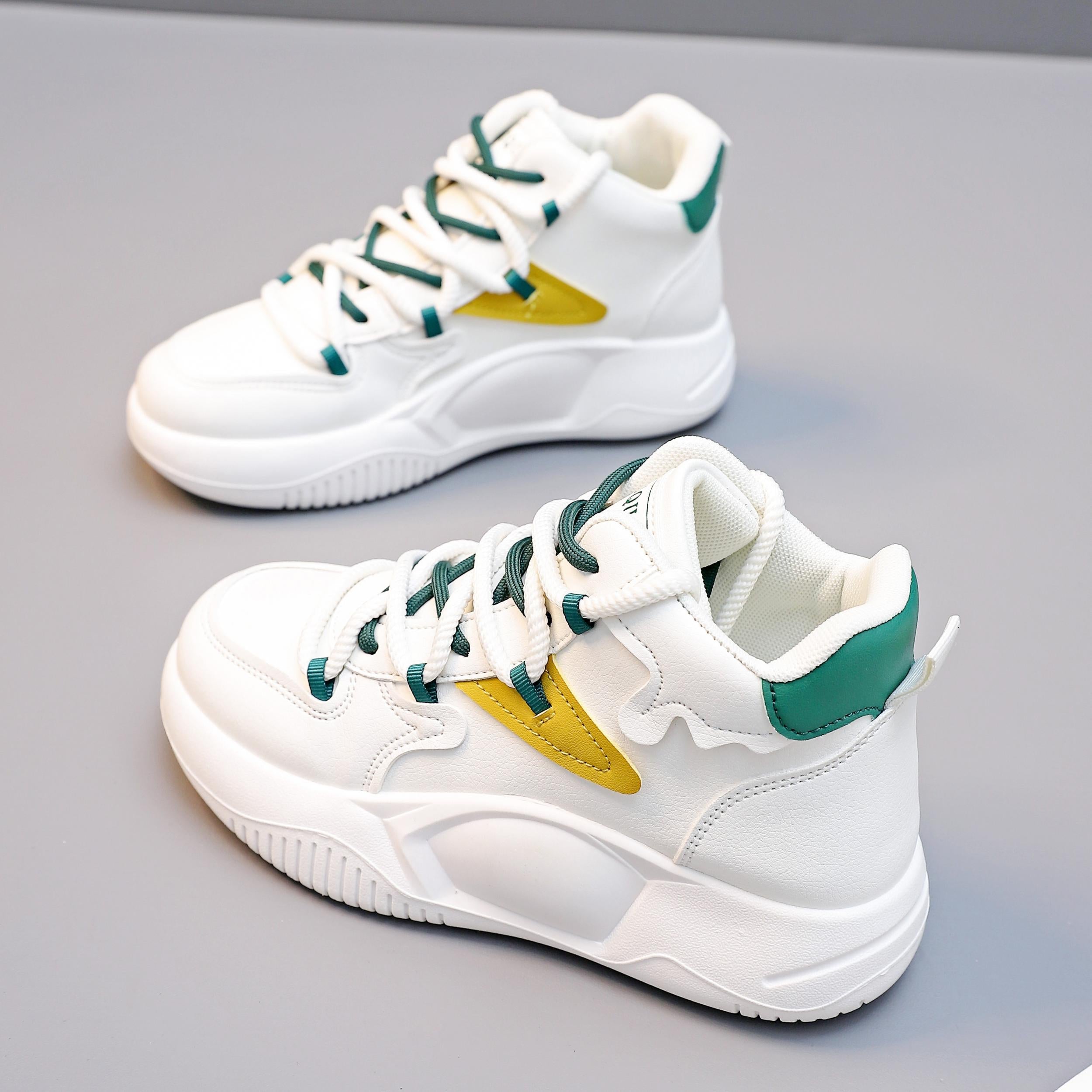 Women's Chunky Sneakers Non-slip Sports Shoes High Top Lace Up Skate Shoes