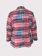 Colorblock Plaid Blazer Long Sleeve