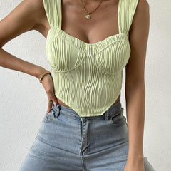 Striped Corset Top Wide Strap Summer Sleeveless Top