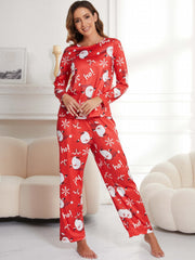 Christmas Lounge Set Long Sleeve Top & Pants Women's Sleepwear