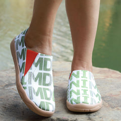 Green Letter Pattern Slip On Canvas Shoes for Women