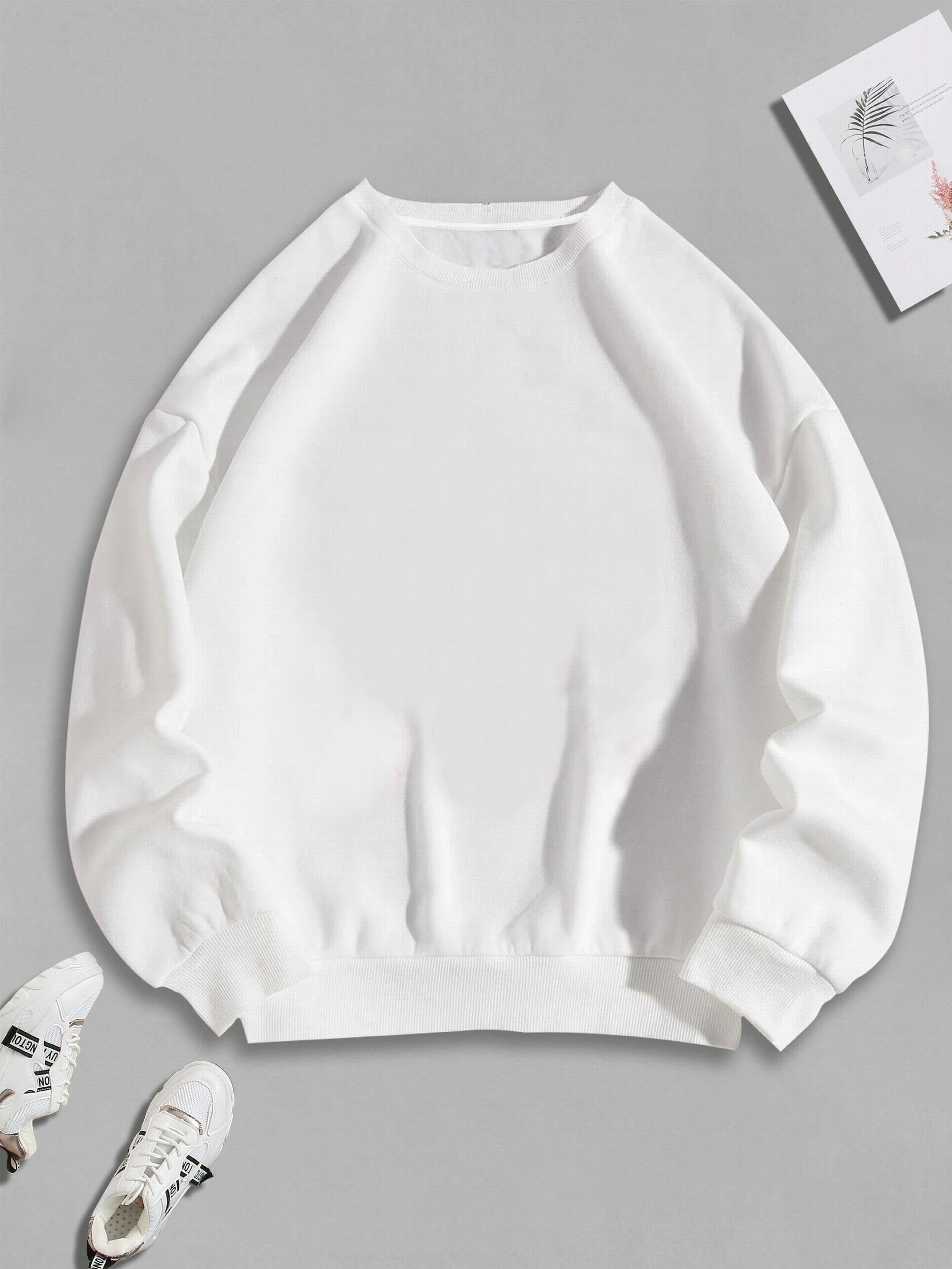Solid Crew Neck Pullover Sweatshirt Casual Long Sleeve Sweatshirt