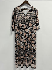 Floral Print Short Sleeve Midi Dress With Pockets