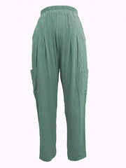 Elastic Waist Cropped Pants with Pockets for Women
