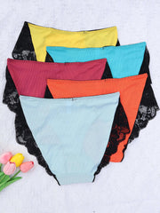 5 Pack Plus Size Lace Seamless Comfort Soft Panties Set