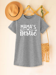 Toddler Girls MAMA'S BESTIE Graphic T Shirt Dress
