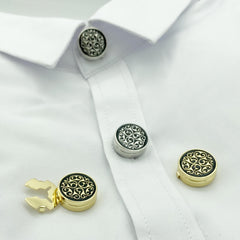 2pcs Minimalist Pattern Button Covers Hidden Buttons Shirt Decorative