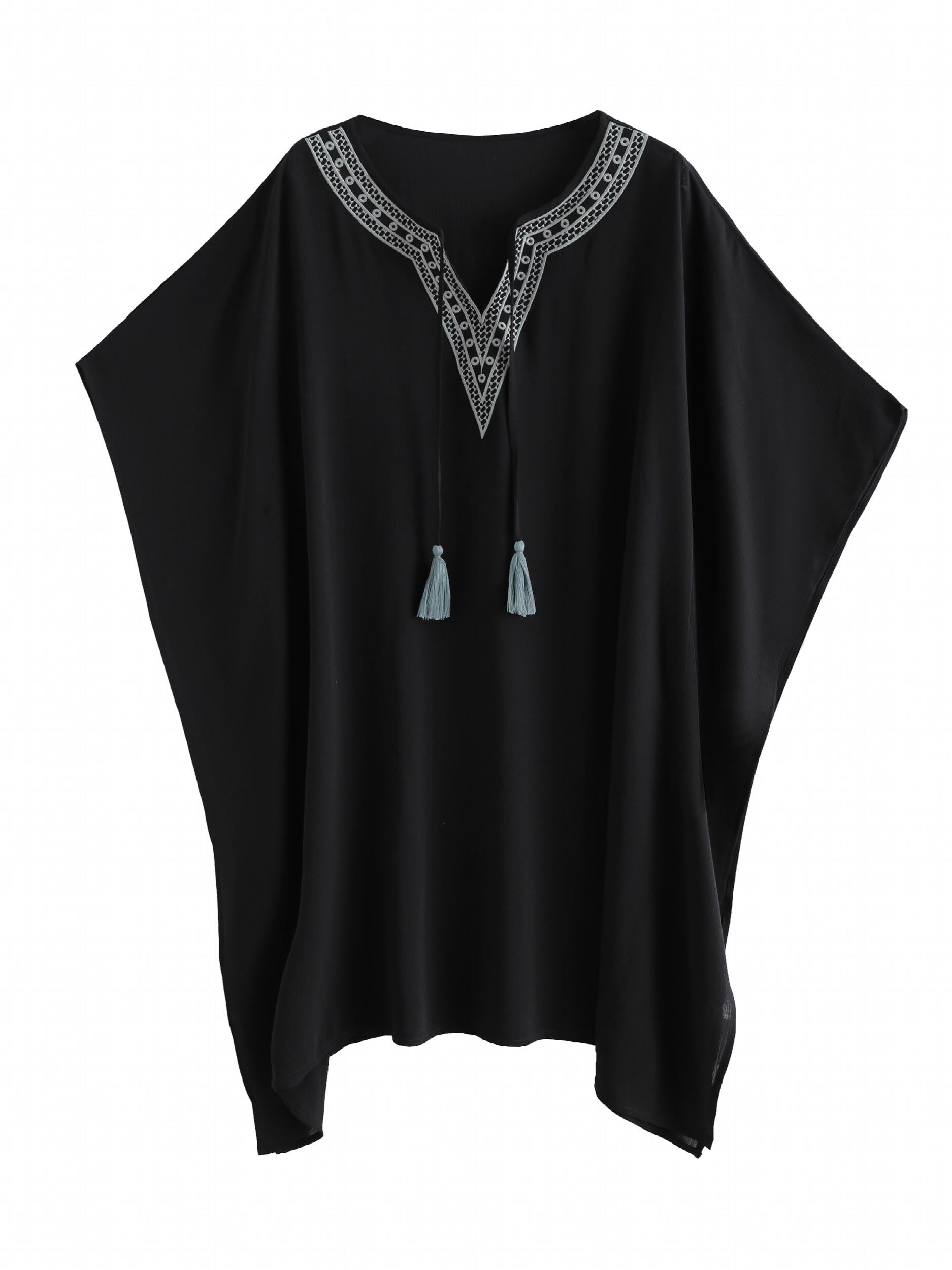 Cover Up Shirt V Neck Tassel Beachwear Loose Fit