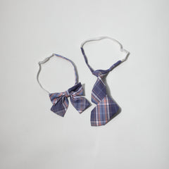 Purple Striped Bow Tie & Neck Tie Set Casual College Style Adjustable